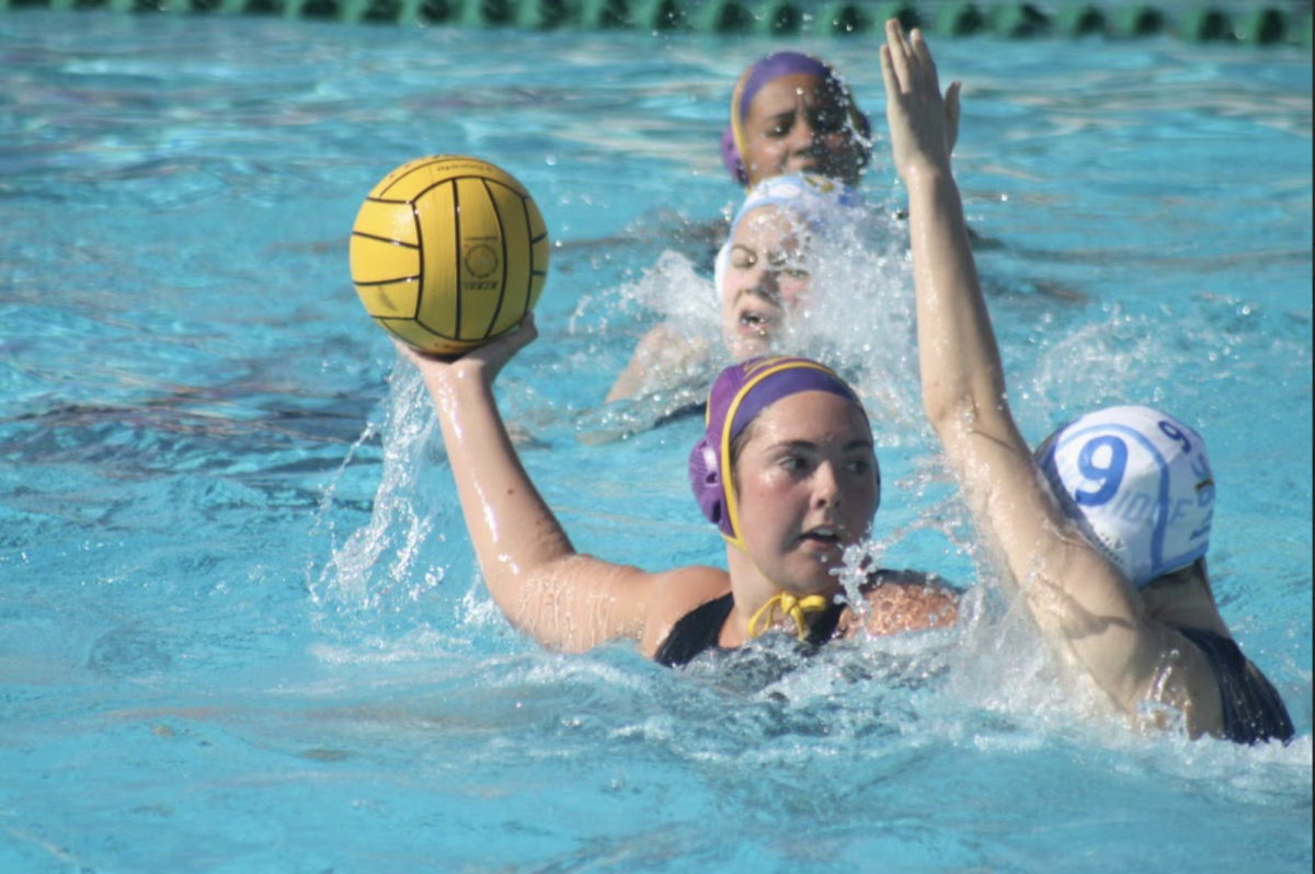 Amador Player Number 5 waits for a moment to strike and tries to get a score against the blocking efforts.